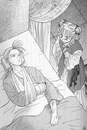Kouran yelling at injured Houjun as he lies in bed